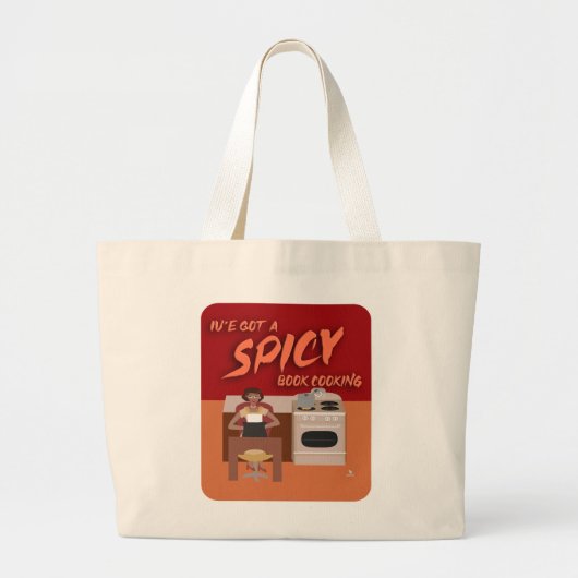 Spicy Book Cook Romance Auteur Retro Vrouw Grote Tote Bag (Voorkant)