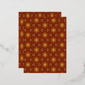 Spicy Brown Yellow Masala Pattern Folie Feestdagen Briefkaart (Voorkant / Achterkant)