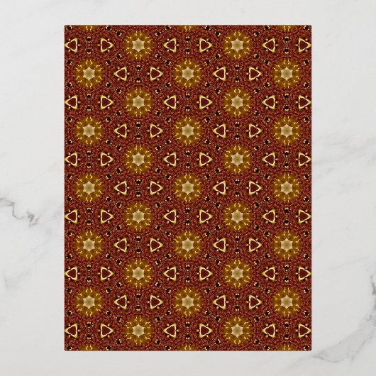 Spicy Brown Yellow Masala Pattern Folie Feestdagen Briefkaart (Voorkant)