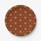 Spicy Brown Yellow Masala Pattern Papieren Bordje (Voorkant)