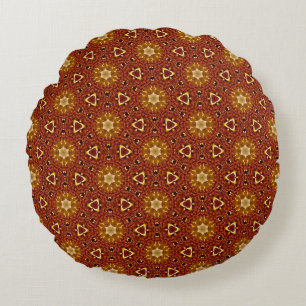 Spicy Brown Yellow Masala Pattern Rond Kussen