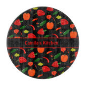 Spicy Chili Pepper Pattern Personalized Glass Snijplank (Voorkant)