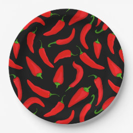 Spicy Chili Peppers Rood Zwart Fun Paper Bord