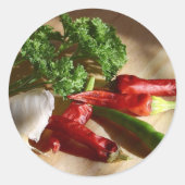 Spicy cuisine art ronde sticker (Voorkant)