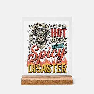 Spicy Disaster Highland Cow Vintage Western T-shir Acryl Bord