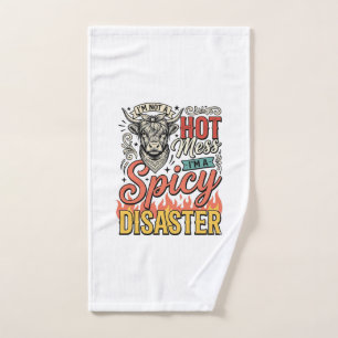 Spicy Disaster Highland Cow Vintage Western T-shir Handdoek