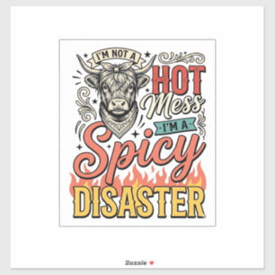 Spicy Disaster Highland Cow Vintage Western T-shir Sticker