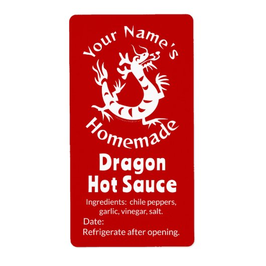 Spicy Dragon Your Name AsianChili Custom Hot Sauce Etiket (Voorkant)