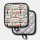 Spicy Food Hot Chillies Jamaicaans Koken Pannenlap (Voorkant / Achterkant)