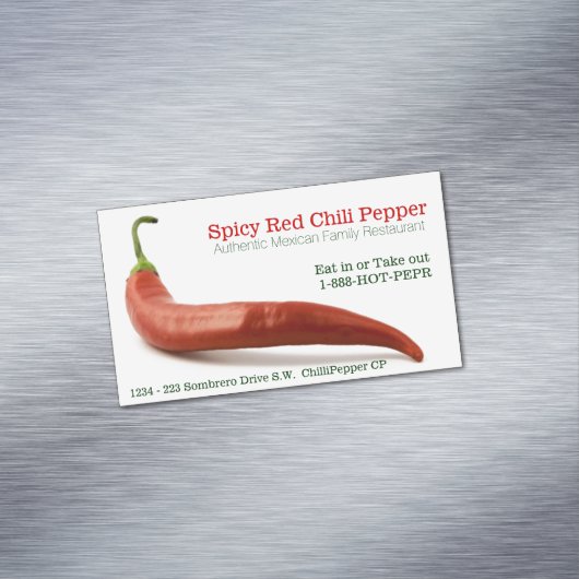 Spicy Food Hot Red Cayenne Pepper Restaurant Magnetisch Visitekaartje (Voorbeeld)