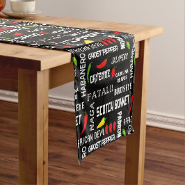 Spicy Food Lover, Hot Chili Pepper Patroon Korte Tafelloper