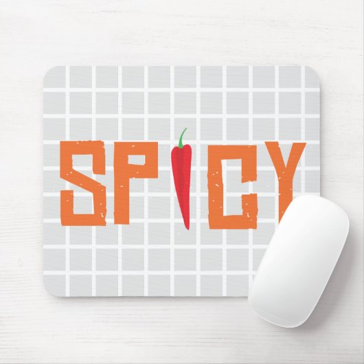 SPICY" Heet Peper Typografie Grid Muismat (Met muis)