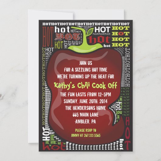 SPICY HOT CHILI PEPPER Party Invitation Invitation Kaart (Voorkant)