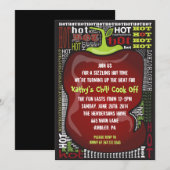 SPICY HOT CHILI PEPPER Party Invitation Invitation Kaart (Voorkant / Achterkant)