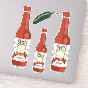 Spicy Hot Sauce Cat met Maracas Salsa Set Sticker