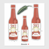 Spicy Hot Sauce Cat met Maracas Salsa Set Sticker (Vel)