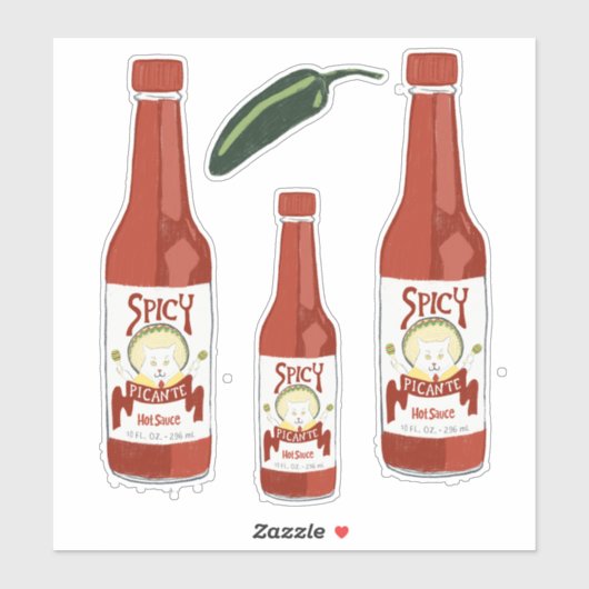 Spicy Hot Sauce Cat met Maracas Salsa Set Sticker (Vel)