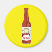 Spicy Hot Sauce Cat Sombrero Fun op geel Magneet (Voorkant)