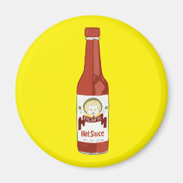 Spicy Hot Sauce Cat Sombrero Fun op geel Magneet