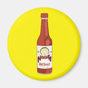 Spicy Hot Sauce Cat Sombrero Fun op geel Magneet
