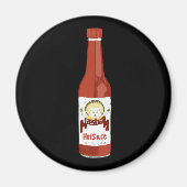 Spicy Hot Sauce Cat Sombrero Fun, zwart Magneet (Voorkant)