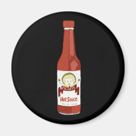 Spicy Hot Sauce Cat Sombrero Fun, zwart Magneet