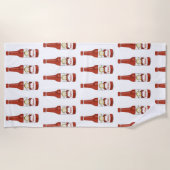 Spicy! Hot Sauce Pattern kat met maracas op wit Strandlaken (Voorkant)