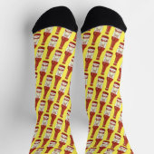 Spicy Hot Sauce Salsa Cat Fun Food Pattern Yellow Sokken (Top)
