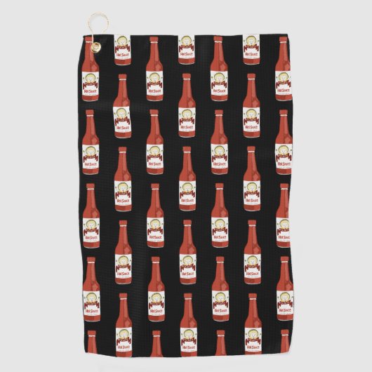 Spicy Hot Sauce Salsa Picante Cat Maracas Pattern Golfhanddoek (Voorkant)