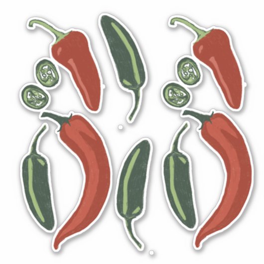 Spicy Jalapeno Chili Pepper Set Sticker (Voorkant)