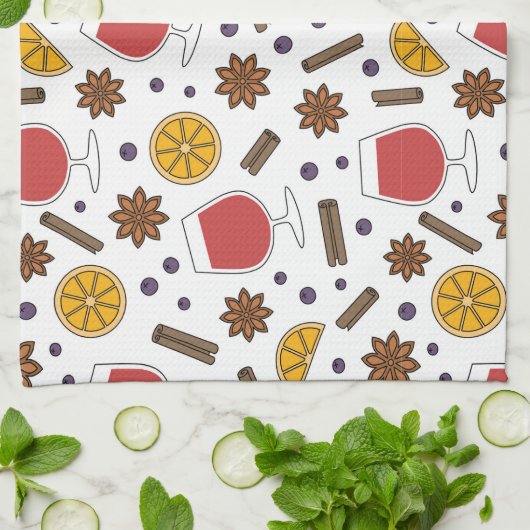 Spicy kerstrode mulled-wijn theedoek (Gevouwen)