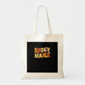 Spicy Mama Happy It’s Fall Y’all Groovy Retro Tote Bag (Voorkant)