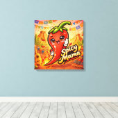 Spicy Mama - Heet Spul - Etenliefhebbers Canvas Afdruk (Insitu (Houten vloer))