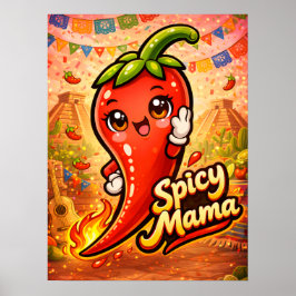 Spicy Mama - Heet Spul - Voedsel Vrienden Poster