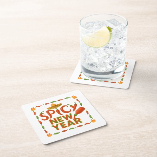 Spicy New Year Kartonnen Onderzetters (Insitu)