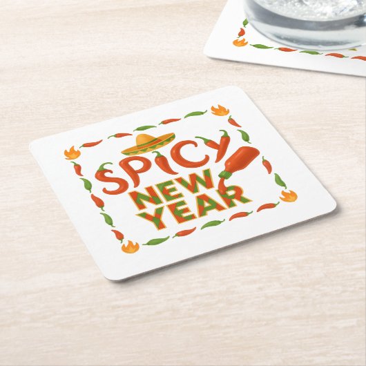 Spicy New Year Kartonnen Onderzetters (Schuin)