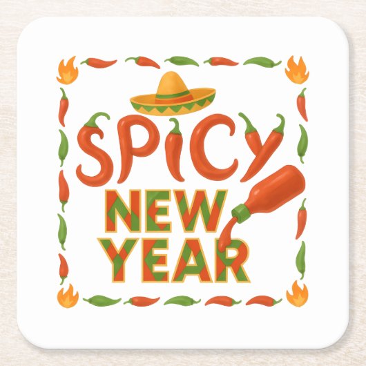 Spicy New Year Kartonnen Onderzetters (Voorkant)