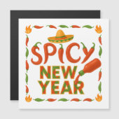 Spicy New Year Magnetische Uitnodiging (Voorkant / Achterkant)