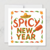 Spicy New Year Magnetische Uitnodiging (Voorkant)