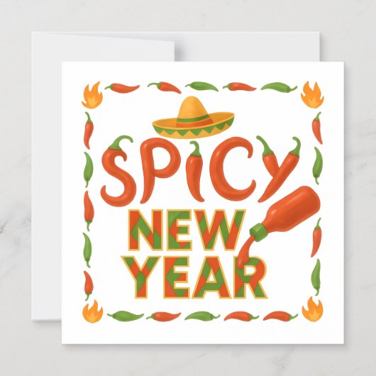 Spicy New Year Magnetische Uitnodiging (Voorkant)