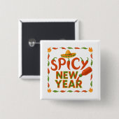 Spicy New Year Vierkante Button 5,1 Cm (Voorkant /achterkant)