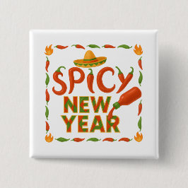 Spicy New Year Vierkante Button 5,1 Cm