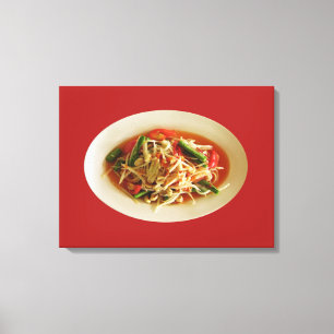 Spicy Papaya Salad [Som Tam] ... Thai Lao Food Canvas Afdruk