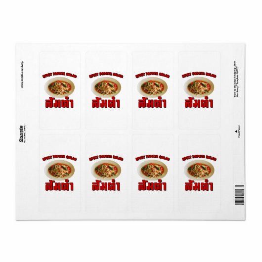 Spicy Papaya Salad [Som Tam] ... Thai Lao Food Etiket (Full Sheet)