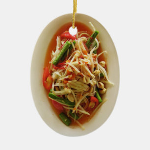 Spicy Papaya Salad [Som Tam] ... Thai Lao Food Keramisch Ornament