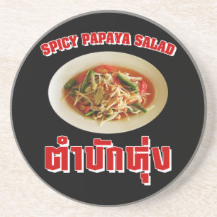 Spicy Papaya Salad [Tam Mak Hung] Isaan Dialect Zandsteen Onderzetter