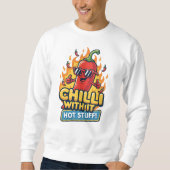 Spicy Pepper Tee – “Chilli With It” Cartoon Design Trui (Voorkant)