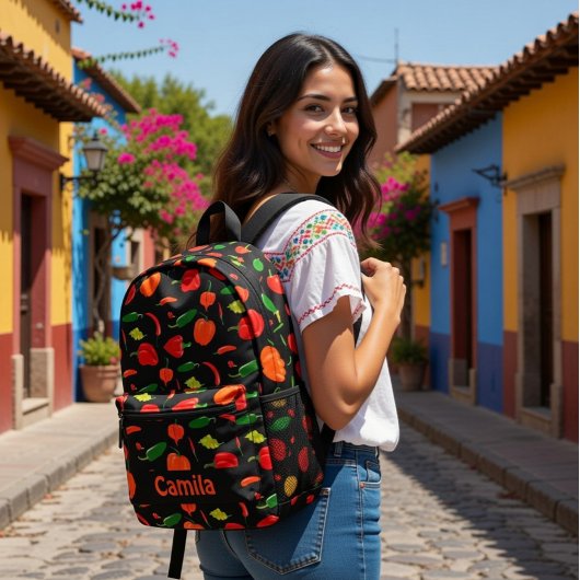 Spicy Peppers Pattern Personalized Backpack Bedrukte Rugzak