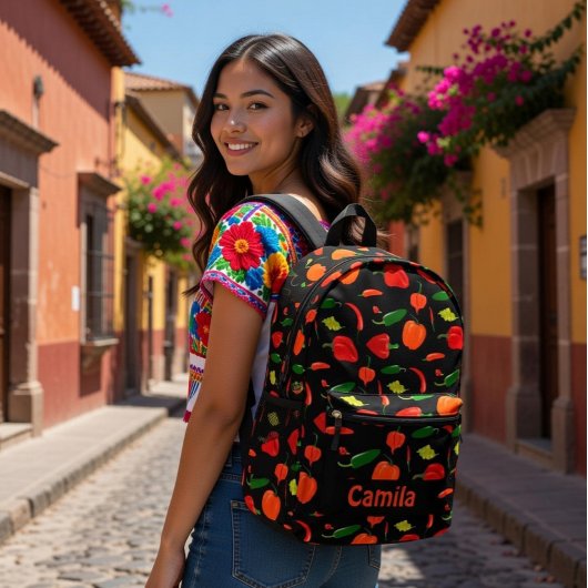 Spicy Peppers Pattern Personalized Backpack Bedrukte Rugzak