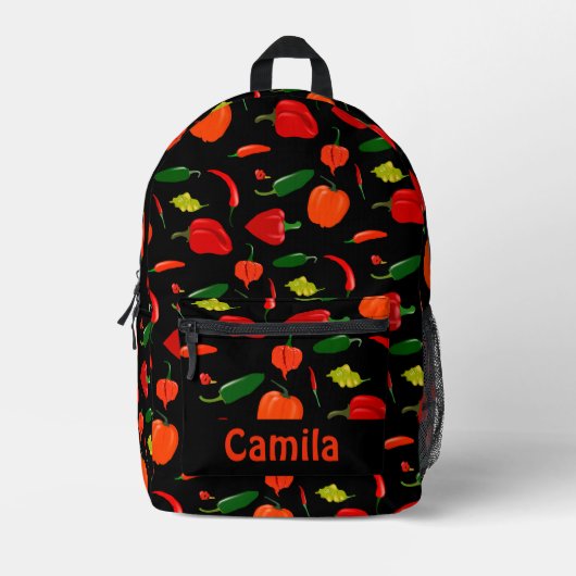 Spicy Peppers Pattern Personalized Backpack Bedrukte Rugzak (Voorkant)